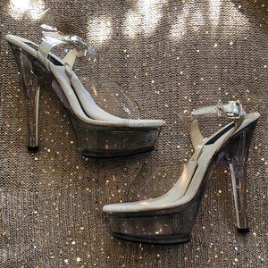 Pleaser treasure chest clear high heel platform NEVER worn exotic stripper dance